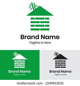 
 House shape and bamboo logo design
