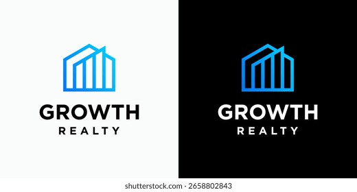House shape growth graphic vector logo design with modern, simple, clean and abstract style. Icons for business, finance, real estate, and personal branding.