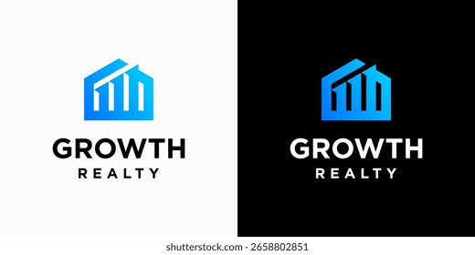 House shape growth graphic vector logo design with modern, simple, clean and abstract style. Icons for business, finance, real estate, and personal branding.