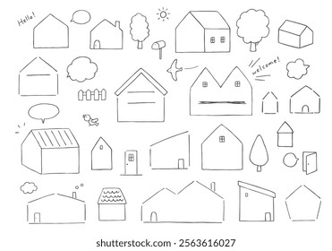 House shape hand drawn frame set