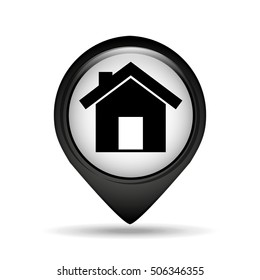 house shape icon in round shape, vector illustration