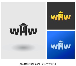 House shape logo with letter monogram design idea, logo HWH.
