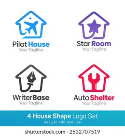 Conjunto de modelos de logotipo de forma de casa. Bom para negócios, agência, comunidade e organização