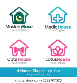 House Shape Logo Template Set. Good for Business, Agency, Community and Organization