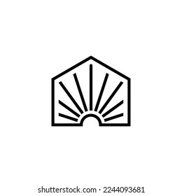 House shape sunset or sunrise logo, Vector Icon.