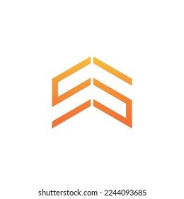 House shape sunset or sunrise logo, SS initial logo Vector Icon.