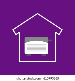 house shape with toaster icon over purple background. colorful design. vector illustration 