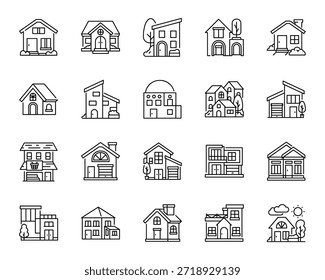 Haus Form Variationen Linie Symbol