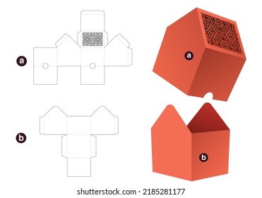 House shaped bowl with stenciled cover die cut template and 3D mockup