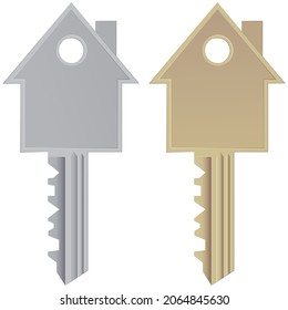 House Shaped Brass and Steel Key Collection (cut out)