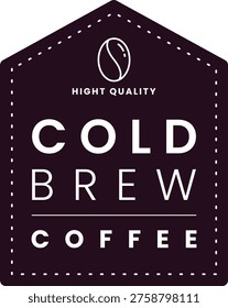 House shaped dark purple cold brew coffee label with bean icon