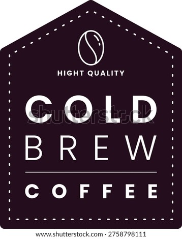 House shaped dark purple cold brew coffee label with bean icon