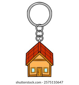 house shaped keychain illustration hand drawn isolated vector