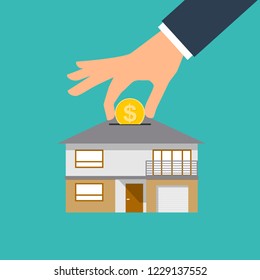 House shaped piggy bank. Vector illustration EPS