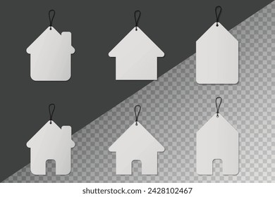 house shaped price tag in vector on transparent background