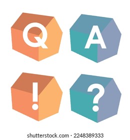 House shaped Q and A icon set