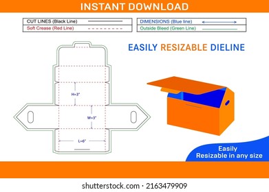 House shaped top flip box dieline template and 3D box design