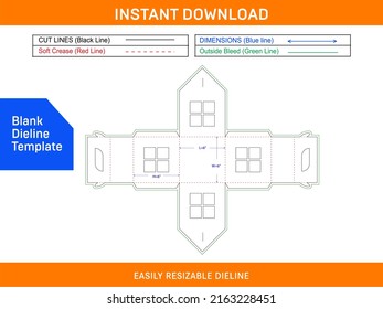 House shaped wedding favor box with window die cut template