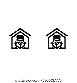 House with a shield and arrows symbol design, a house icon with shield and arrows, symbolizing