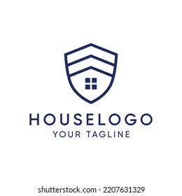 House Shield Logo Design Vector