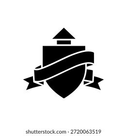 Ilustración vectorial de la silueta del escudo de la casa con la cinta para la seguridad en el hogar y los Elementos de diseño de la marca de la compañía inmobiliaria