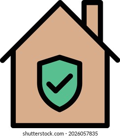 icono de color de línea de vector de protección de casa