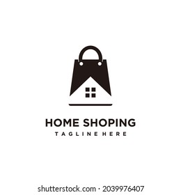 House shop, shopping bag and door combination logo design icon vector inspiration