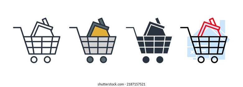 House Shopping icon logo vector illustration. purchase. shopping cart with house symbol template for graphic and web design collection