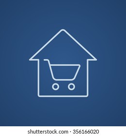 House shopping line icon for web, mobile and infographics. Vector light blue icon isolated on blue background.