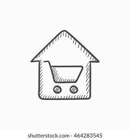 Icono de boceto vectorial de la compra de la casa aislado en el fondo. Icono de la compra de la Casa dibujada a mano. Icono de boceto de la compra de la casa para infografía, sitio web o aplicación.