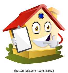 Das Haus zeigt Anweisungen, Illustration, Vektorgrafik auf weißem Hintergrund.