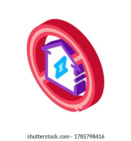house sign in ruin icon vector. isometric house sign in ruin sign. color isolated symbol illustration