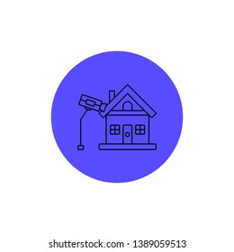House sign with security camera icon - vector