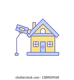 House sign with security camera icon - vector