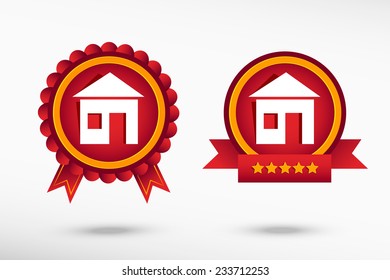 House sign stylish quality guarantee badges. Colorful Promotional Labels