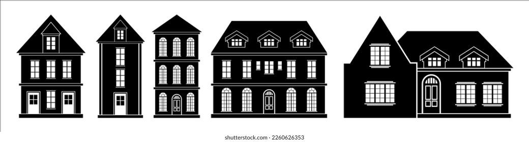 House silhouette, black home vector on white background, for real estate architecture design
