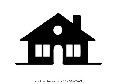 House silhouette black vector art illustration