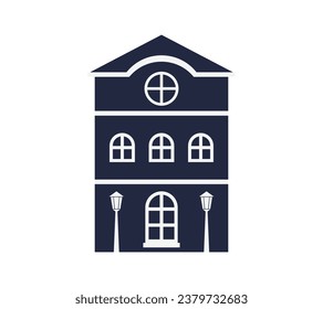 House silhouette. Silhouette of House in black and white colors. Hand Drawn House isolated on white background. vector illustration. Black silhouette House. Home icon. Home silhouette.
