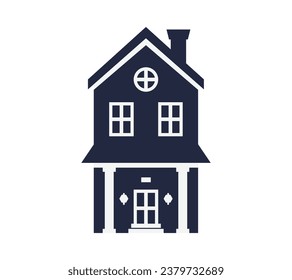 House silhouette. Silhouette of House in black and white colors. Hand Drawn House isolated on white background. vector illustration. Black silhouette House. Home icon. Home silhouette.