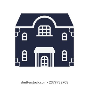 House silhouette. Silhouette of House in black and white colors. Hand Drawn House isolated on white background. vector illustration. Black silhouette House. Home icon. Home silhouette.