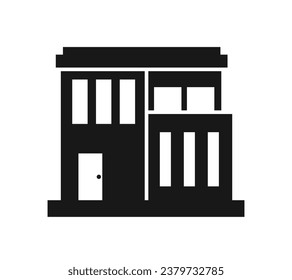 House silhouette. Silhouette of House in black and white colors. Hand Drawn House isolated on white background. vector illustration. Black silhouette House. Home icon. Home silhouette.