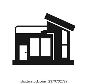 House silhouette. Silhouette of House in black and white colors. Hand Drawn House isolated on white background. vector illustration. Black silhouette House. Home icon. Home silhouette.