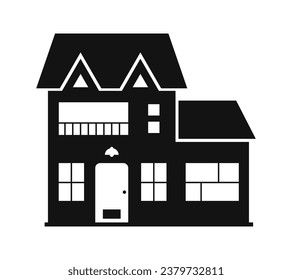 House silhouette. Silhouette of House in black and white colors. Hand Drawn House isolated on white background. vector illustration. Black silhouette House. Home icon. Home silhouette.