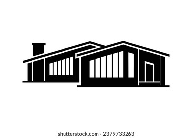 Silhouette de casa. Silhouette de House en colores blanco y negro. Casa de la mano aislada sobre fondo blanco. ilustración vectorial. Casa de silueta negra. Icono de inicio. Silhouette de casa.