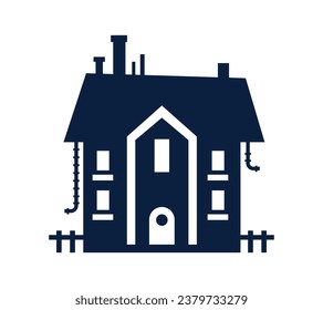 House silhouette. Silhouette of House in black and white colors. Hand Drawn House isolated on white background. vector illustration. Black silhouette House. Home icon. Home silhouette.