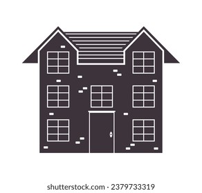 House silhouette. Silhouette of House in black and white colors. Hand Drawn House isolated on white background. vector illustration. Black silhouette House. Home icon. Home silhouette.