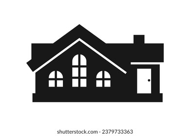 Silhouette de casa. Silhouette de House en colores blanco y negro. Casa de la mano aislada sobre fondo blanco. ilustración vectorial. Casa de silueta negra. Icono de inicio. Silhouette de casa.