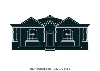 House silhouette. Silhouette of House in black and white colors. Hand Drawn House isolated on white background. vector illustration. Black silhouette House. Home icon. Home silhouette.