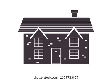 House silhouette. Silhouette of House in black and white colors. Hand Drawn House isolated on white background. vector illustration. Black silhouette House. Home icon. Home silhouette.