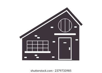 House silhouette. Silhouette of House in black and white colors. Hand Drawn House isolated on white background. vector illustration. Black silhouette House. Home icon. Home silhouette.